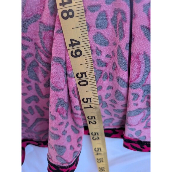 IMAN Maxi Dress Women's 1X Hot Pink Black Liquid Knit Leopard Hi Low Faux Wrap - Picture 12 of 12